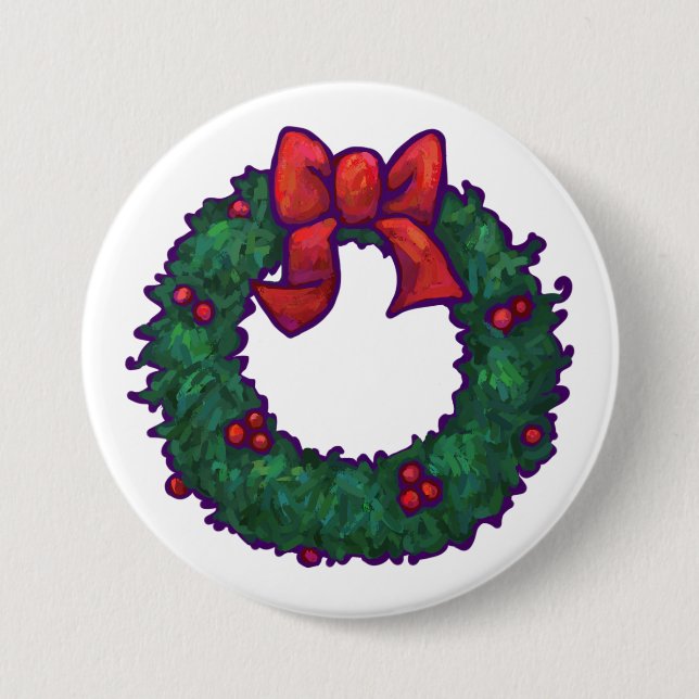 Boughs of Holly 3 Inch Round Button (Front)