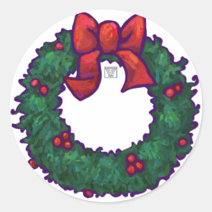 Boughs of Holly Classic Round Sticker