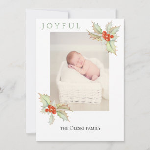 Boughs Of Holly Flat Holiday Photo Card