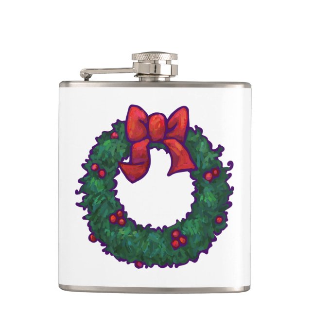 Boughs of Holly Hip Flask (Front)