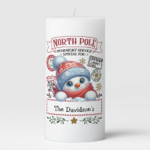 Bougie à pilier bonhomme de neige mignon