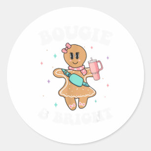 Bougie &amp; Bright Funny Christmas Gingerbread Gi Classic Round Sticker