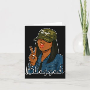 Bougie Blessed Camo Hat Christian Black Woman  Card