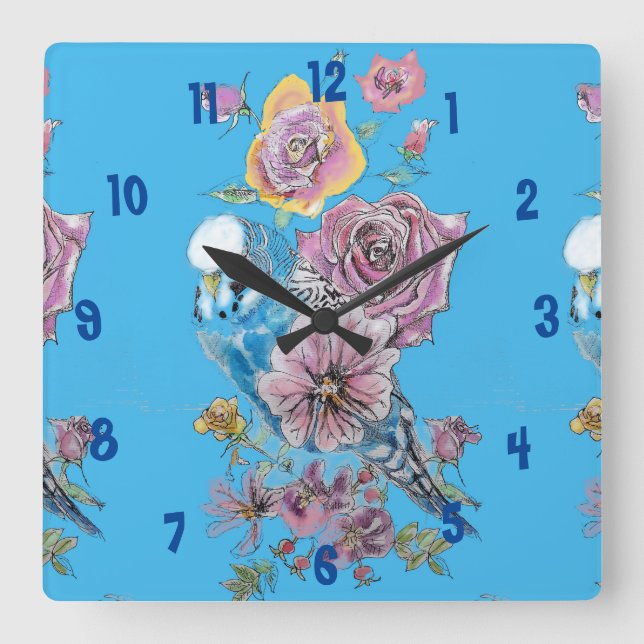 Bougie bleue Aquarelle Azure Womes Office Horloge (Recto)
