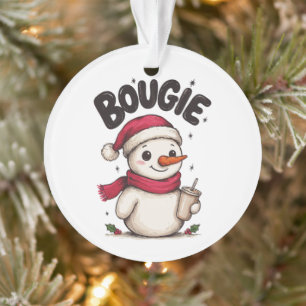 Bougie Christmas Snowman Santa Hat Iced Coffee Ornament