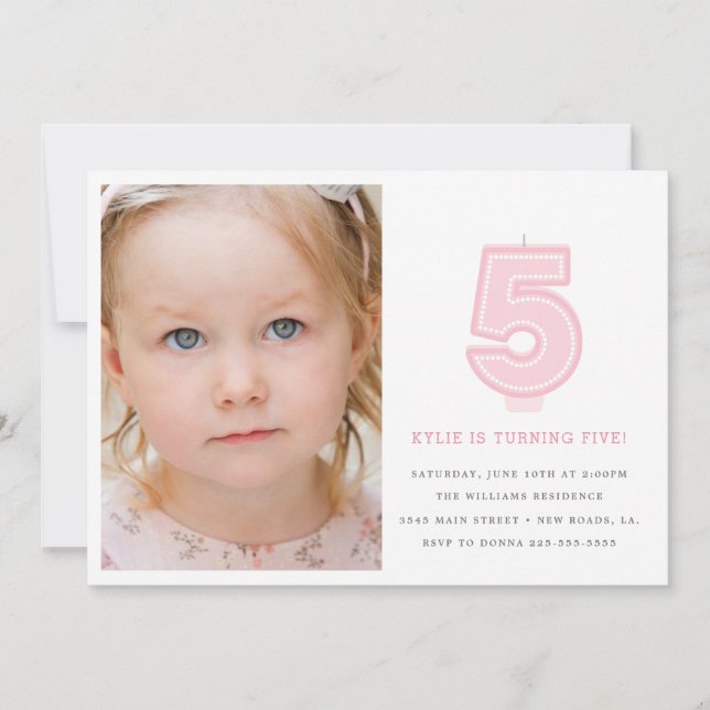 Bougie cinquième anniversaire Invitation (Devant)