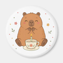 Bougie d'anniversaire de capybara mignon Magnet de
