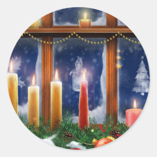 Bougie dans les autocollants de Noël de fenêtre