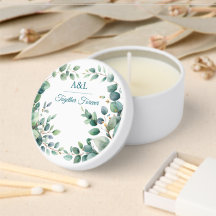 Bougie de mariage élégante à l'aquarelle eucalyptu