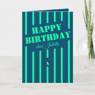 Bougie de néon bleu joyeuse carte de voeux d'anniv