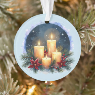 Bougie de Noël avec Poinsettias