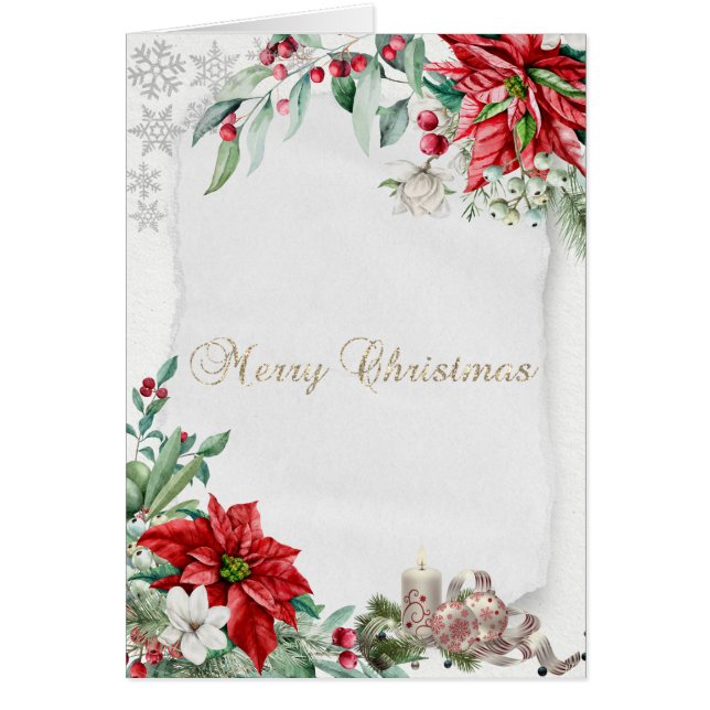 Bougie de Noël, Flammes de neige, Poinsettia Noël (Devant)