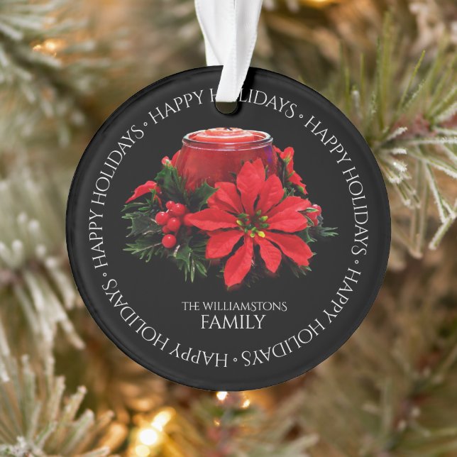 Bougie de Noël rouge, Holly et Poinsettia (Arbre)