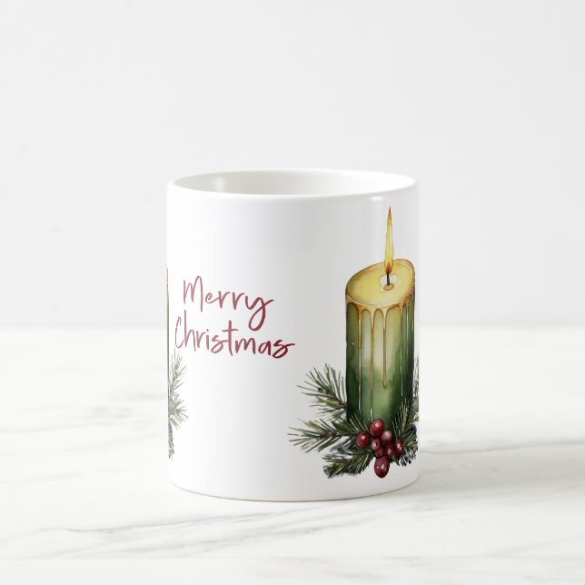 Bougie de Noël verte Mug à café en pin baie  (Centre)