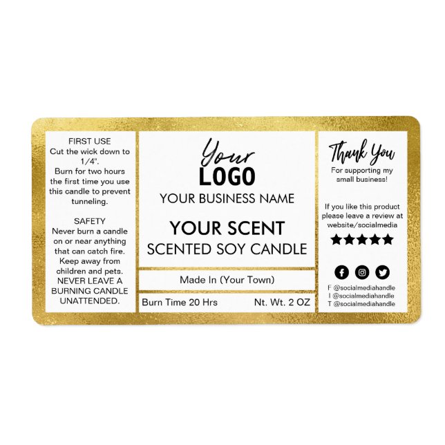 Bougie de soja parfumée à huile d'or classique (Devant)