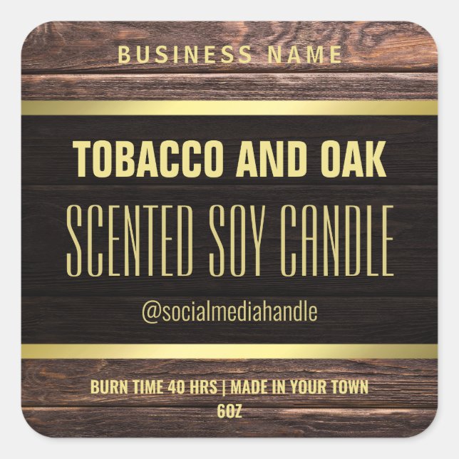 Bougie de soja parfumée en bois doré Étiquette (Devant)