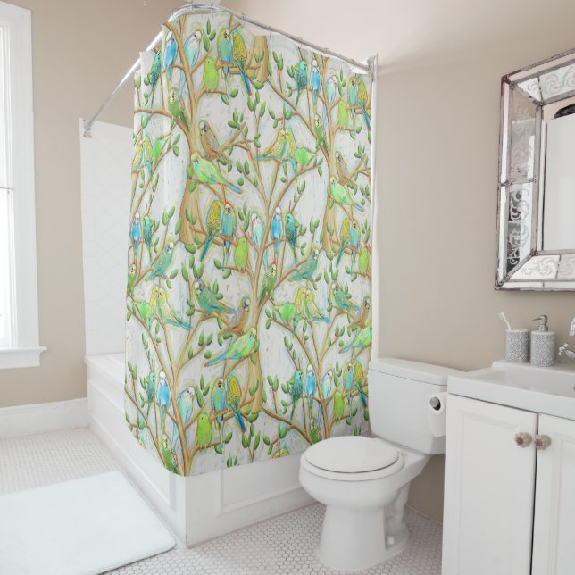 Bougie Parakeet rideau de douche Oiseau (En situation)