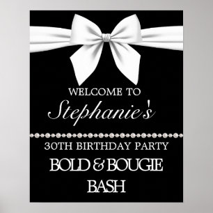 Bougie Pearls Black Birthday Party Affiche de bien