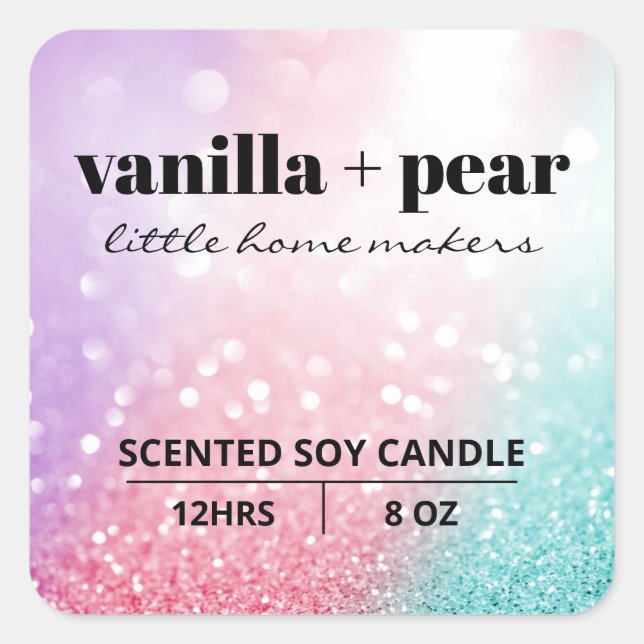 Bougie Shimmer Pastel Rose Étiquette (Devant)