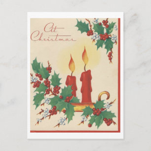 Bougie vintage Et Carte De Noël Holly