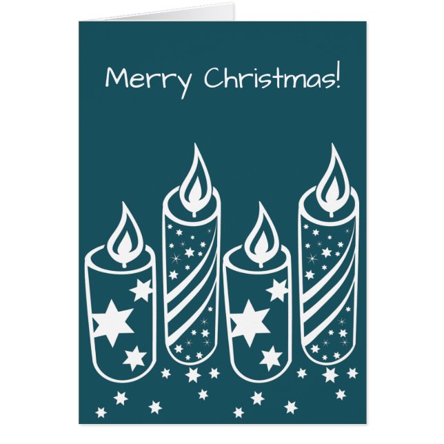 Bougies bleues Joyeuses cartes de Noël (Devant)