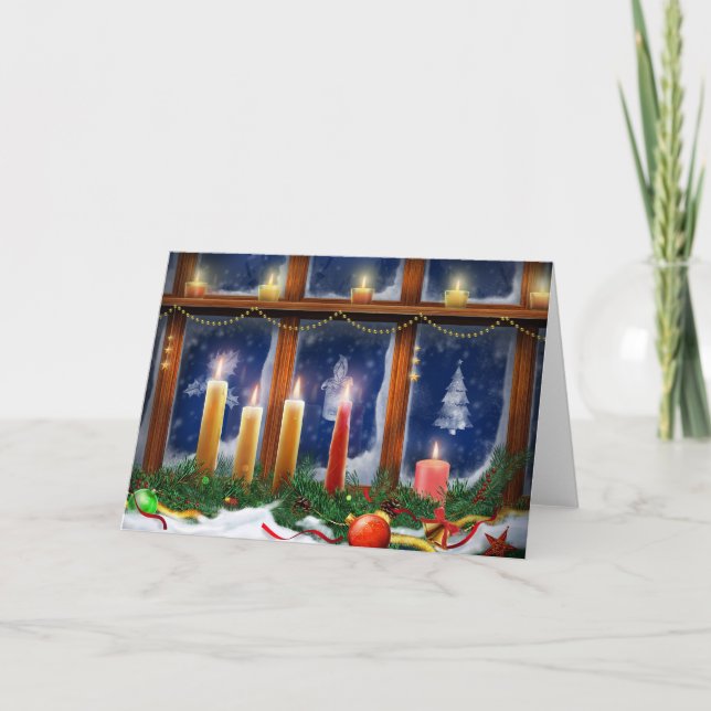 Bougies dans la carte de Noël de fenêtre (Devant)
