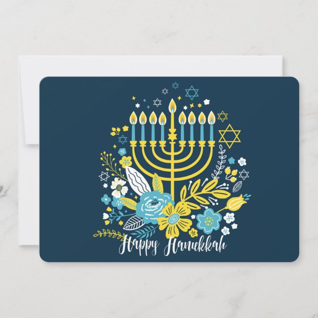 Bougies de menorah de Hanukkah joyeux. Carte de vœ (Devant)
