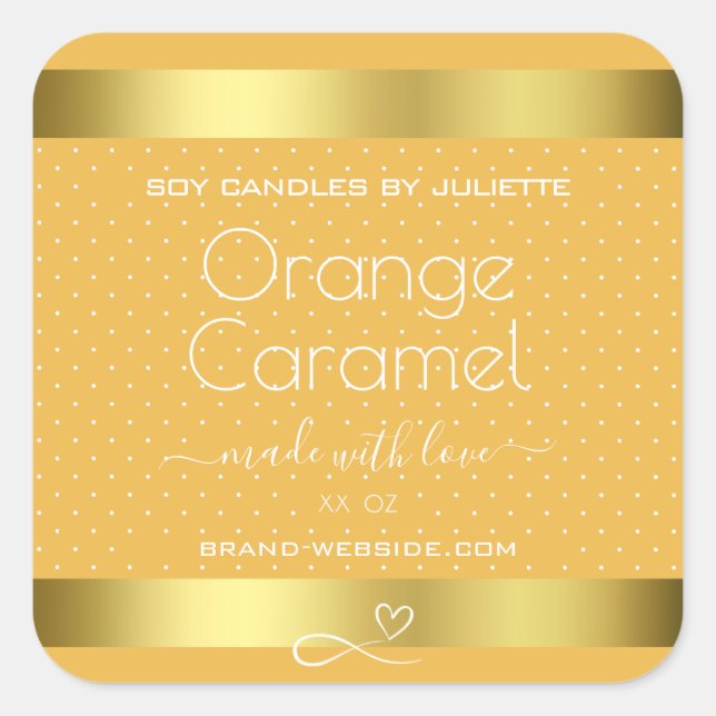 Bougies de soja Emballage Étiquette Gold Orange Ca (Devant)