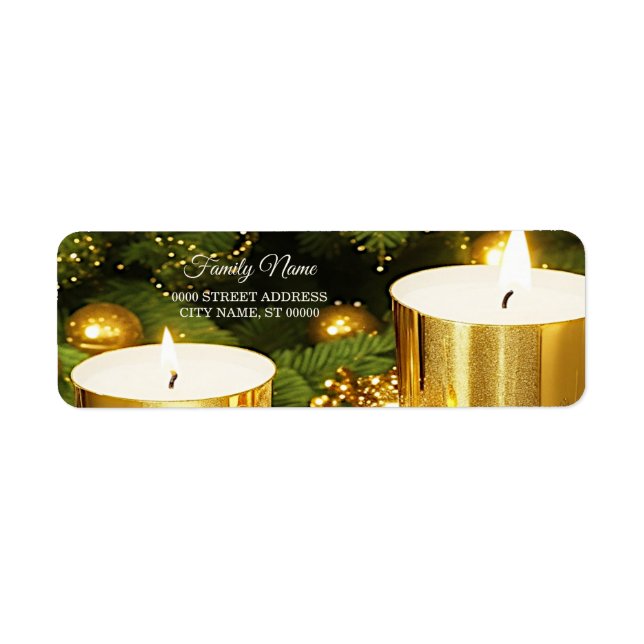 Bougies d'or Noël Adresse de retour (Devant)