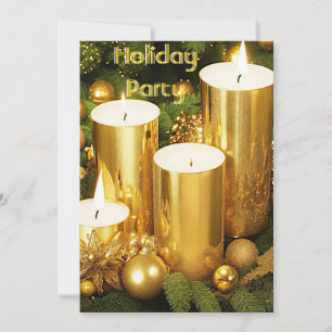 Bougies d'or Noël Fête Invitation