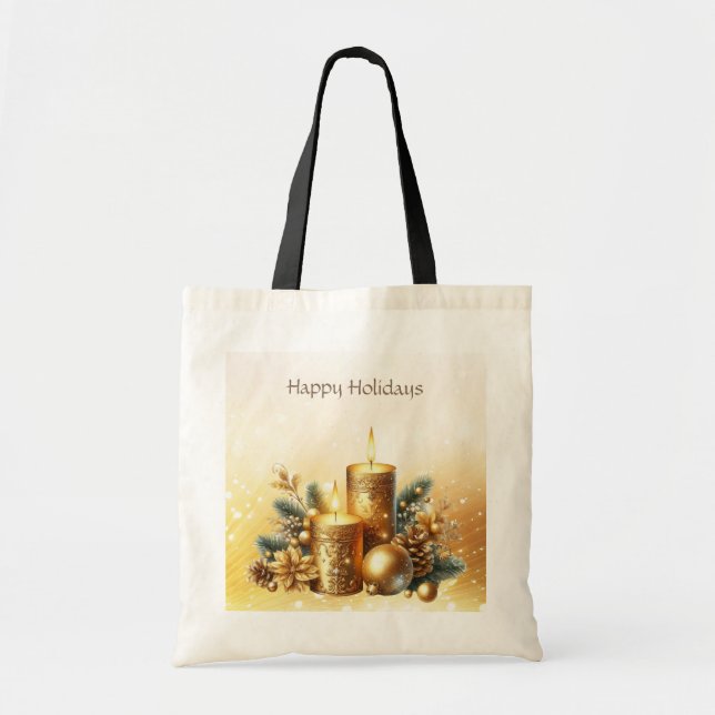 Bougies d'or Sac fourre-tout de Noël (Devant)