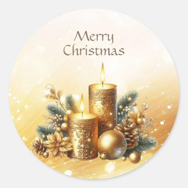 Bougies d'or Sticker de Noël (Devant)