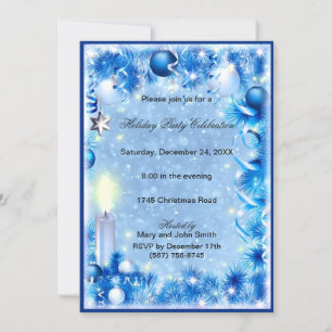 Bougies en pin bleu Baubles Invitation de la fête