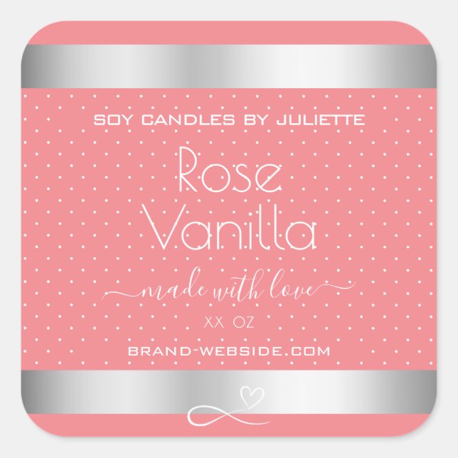 Bougies en soja rose rose Vanille Étiquette (Devant)