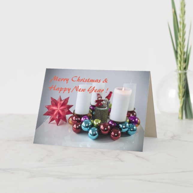 Bougies et carte de Noël de décors personnalisable (Devant)