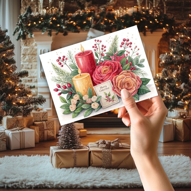 Bougies et carte de Noël Rose (Créateur téléchargé)
