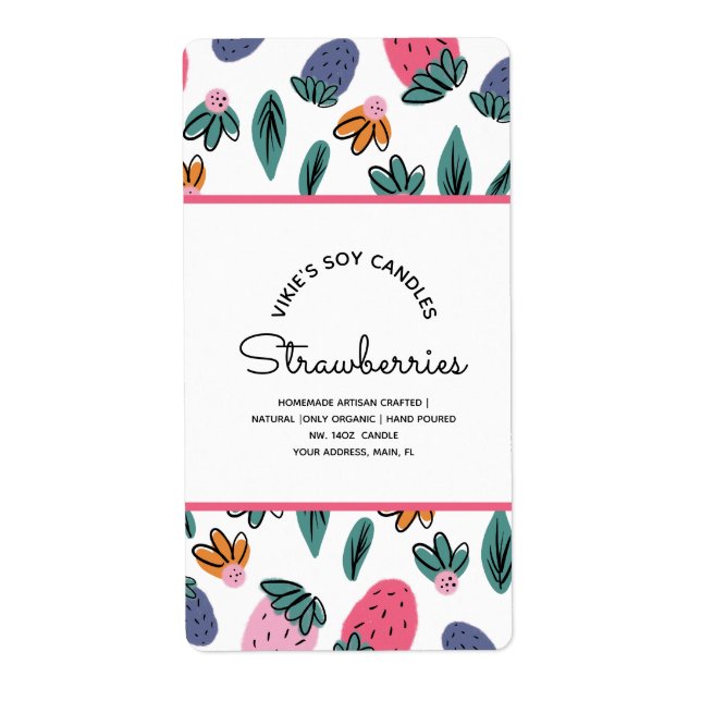 Bougies Faite Maison Motif Fraises (Devant)