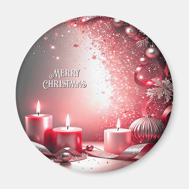 Bougies rouges Magnet de Noël décoratif (Devant)