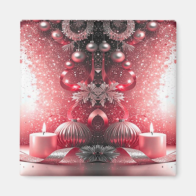 Bougies rouges Magnet de Noël décoratif (Devant)