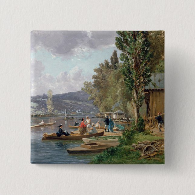 Bougival, 1873 2 inch square button (Front)