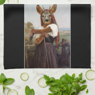 Bouguereau Deer Shepherdess Kitchen Towel