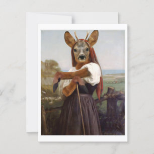 Bouguereau Deer Shepherdess Postcard