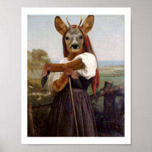 Bouguereau Deer Shepherdess Poster