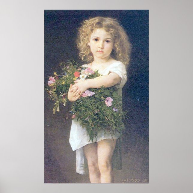 Bouguereau -  Enfant Tenant des Fleurs Poster (Front)