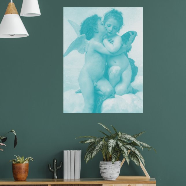 Bouguereau - First Kiss - Blue Poster (Living Room 1)