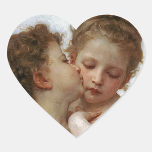 Bouguereau , "First kiss" Heart Sticker
