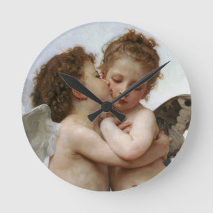 Bouguereau , “ First kiss ” Round Clock