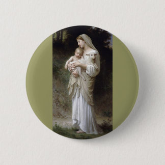Bouguereau Innocence Lady Child Lamb 2 Inch Round Button