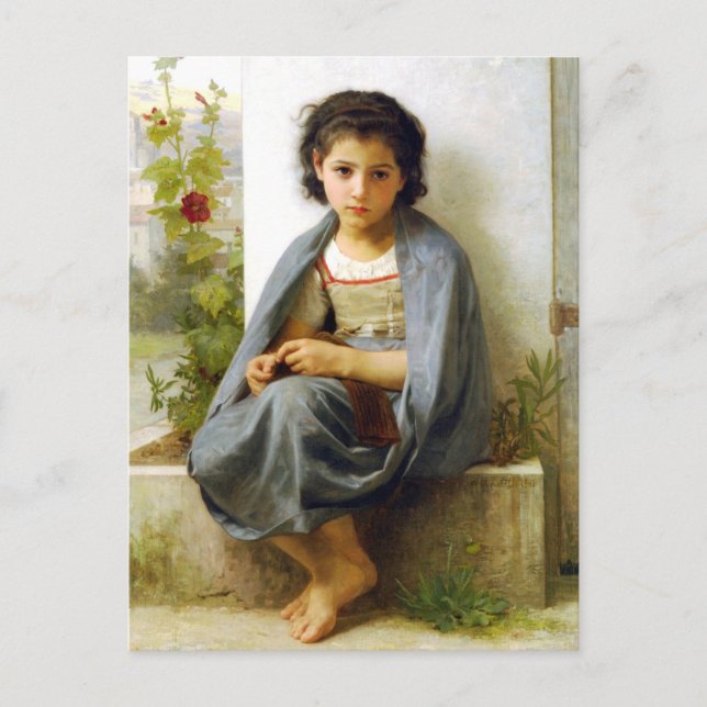 Bouguereau The Little Knitter Postcard (Front)