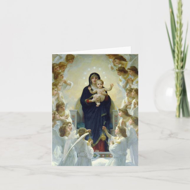 Bouguereau Virgin and Christ Child with Angels Holiday Card (Front)